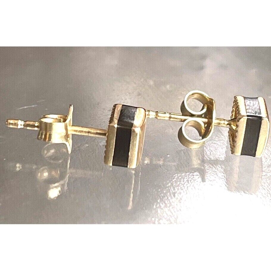 MIDAS 14K YELLOW GOLD AND ONYX STUD  EARRINGS SKY