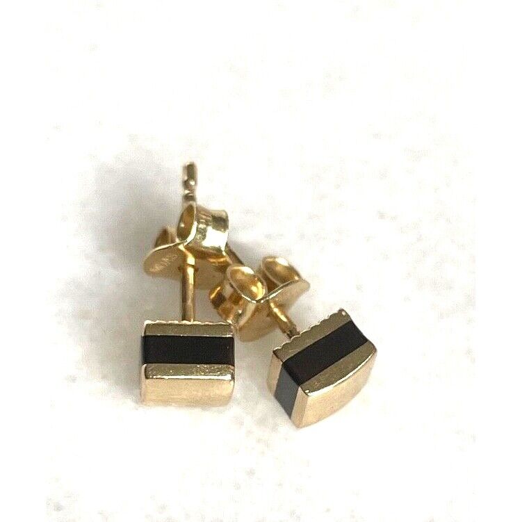 MIDAS 14K YELLOW GOLD AND ONYX STUD  EARRINGS SKY