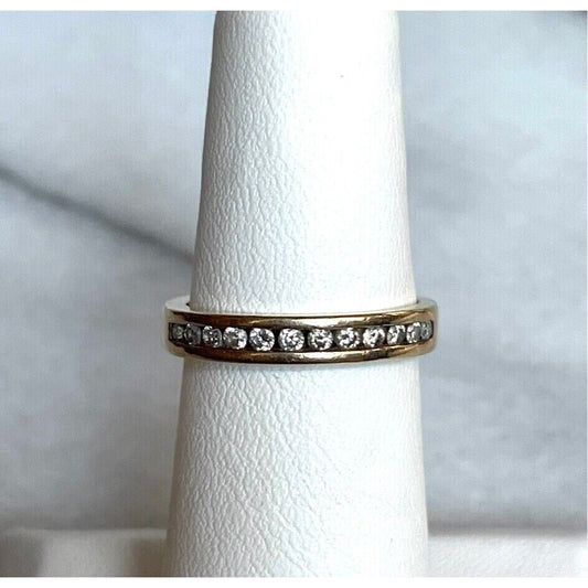 YELLOW GOLD AND DIAMOND ''LOVE'' BAND  RING SIZE 5.5 SKY