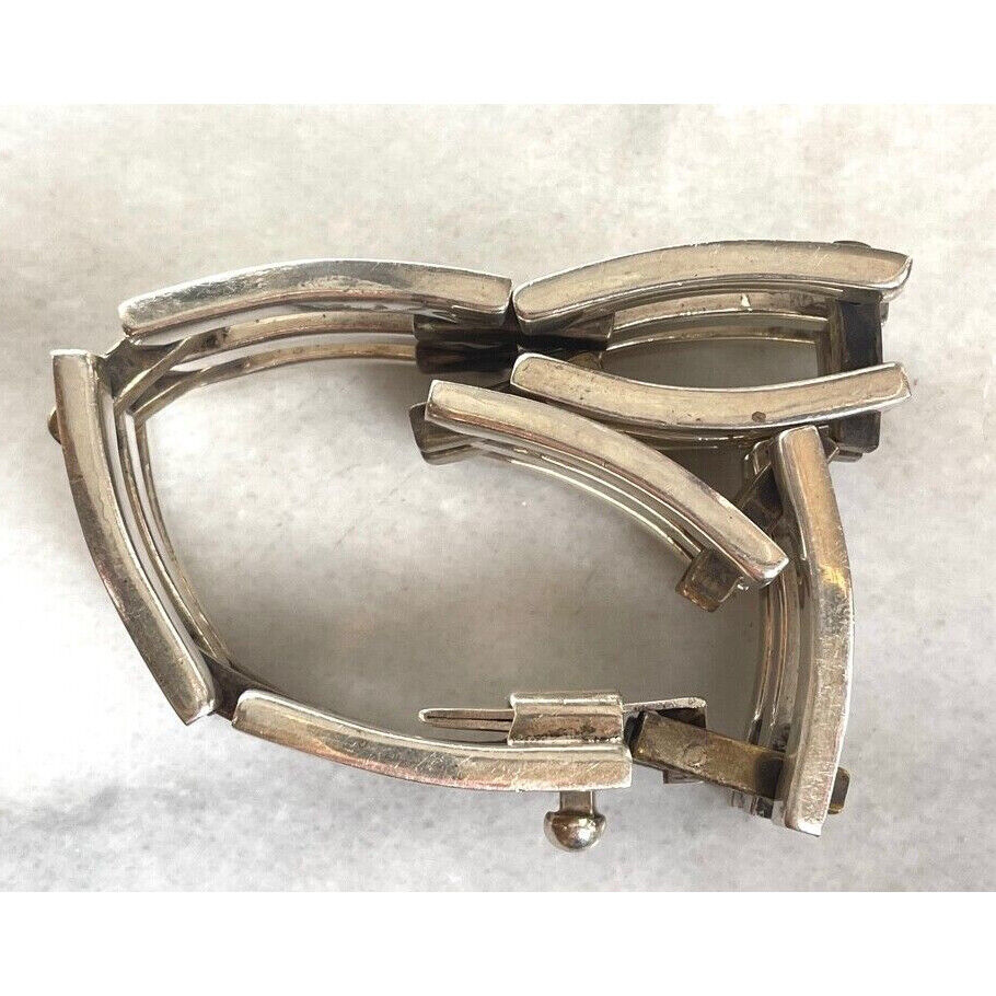 HEAVY MEN'S VINTAGE TAXCO 925 STERLING SILVER & BRASS BRACELET SKY