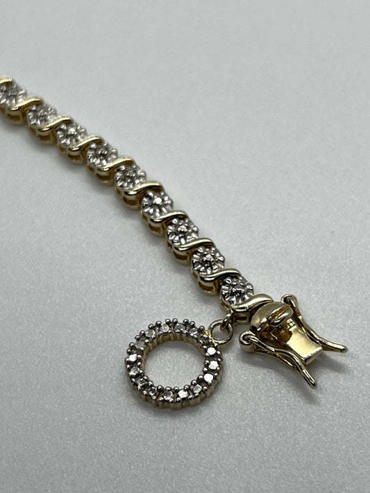 925 STERLING SILVER GOLD PLATED CHARM  BRACELET