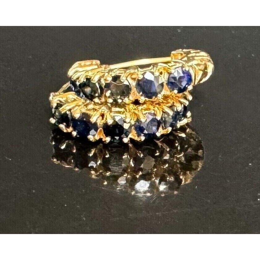 14K  YELLOW GOLD  AND BLUE SPINEL HOOP EARRINGS SKY