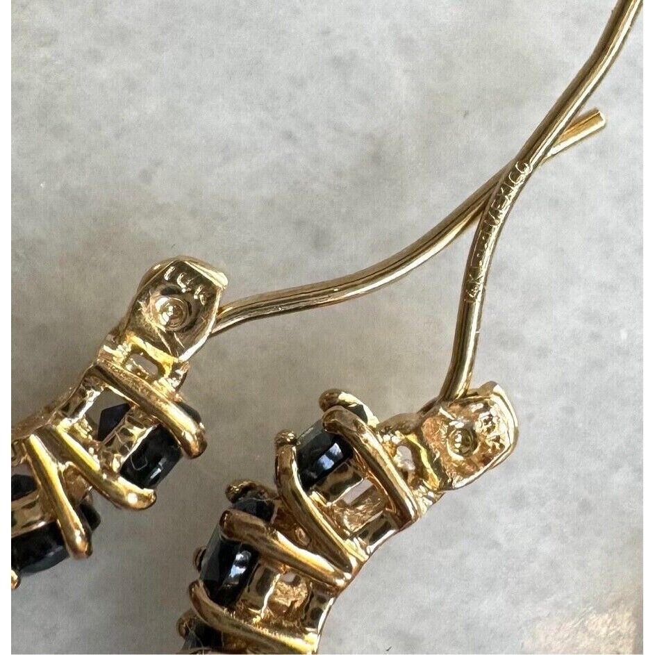 14K  YELLOW GOLD  AND BLUE SPINEL HOOP EARRINGS SKY