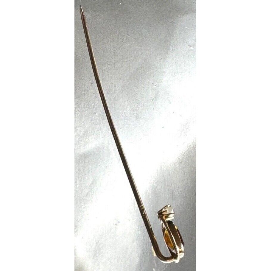 ART DECO ERA YELLOW GOLD  GOLDEN CZ AND NATURAL SEEDPEARL STICK PIN SKY