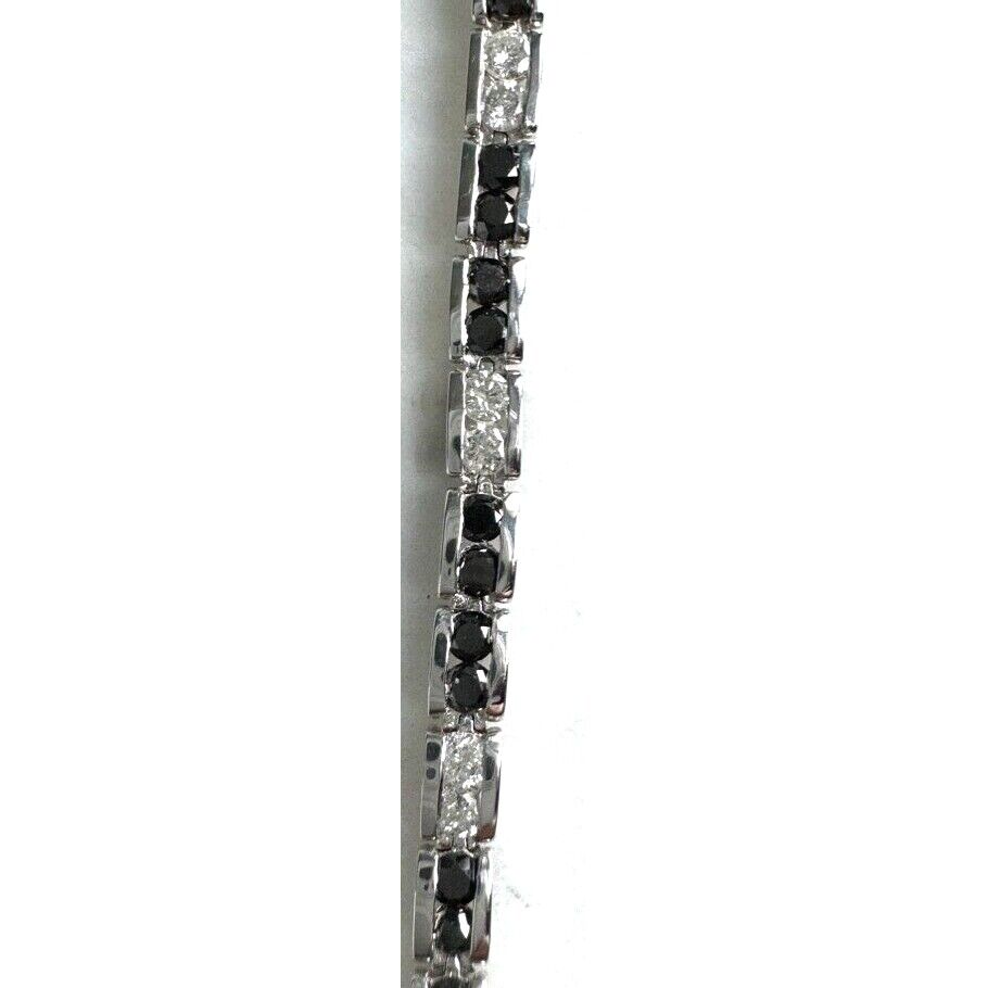 14K WHITE GOLD CLEAR AND BLACK DIAMONDS TENNIS BRACELET SKY