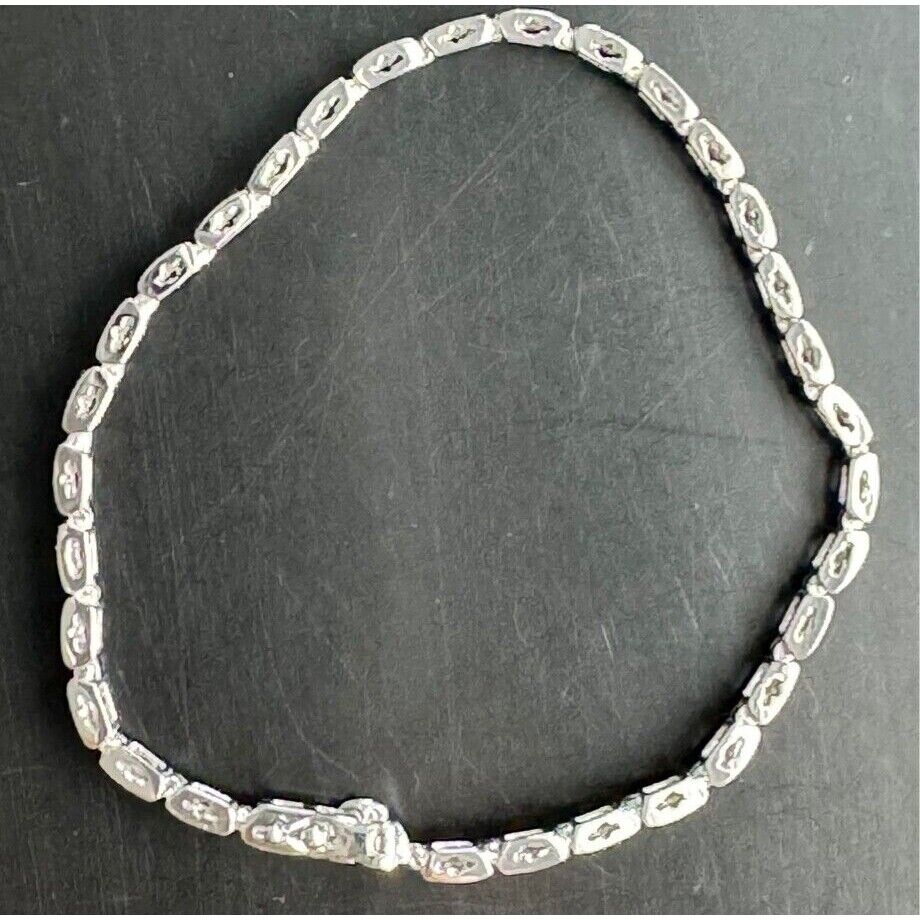 14K WHITE GOLD CLEAR AND BLACK DIAMONDS TENNIS BRACELET SKY