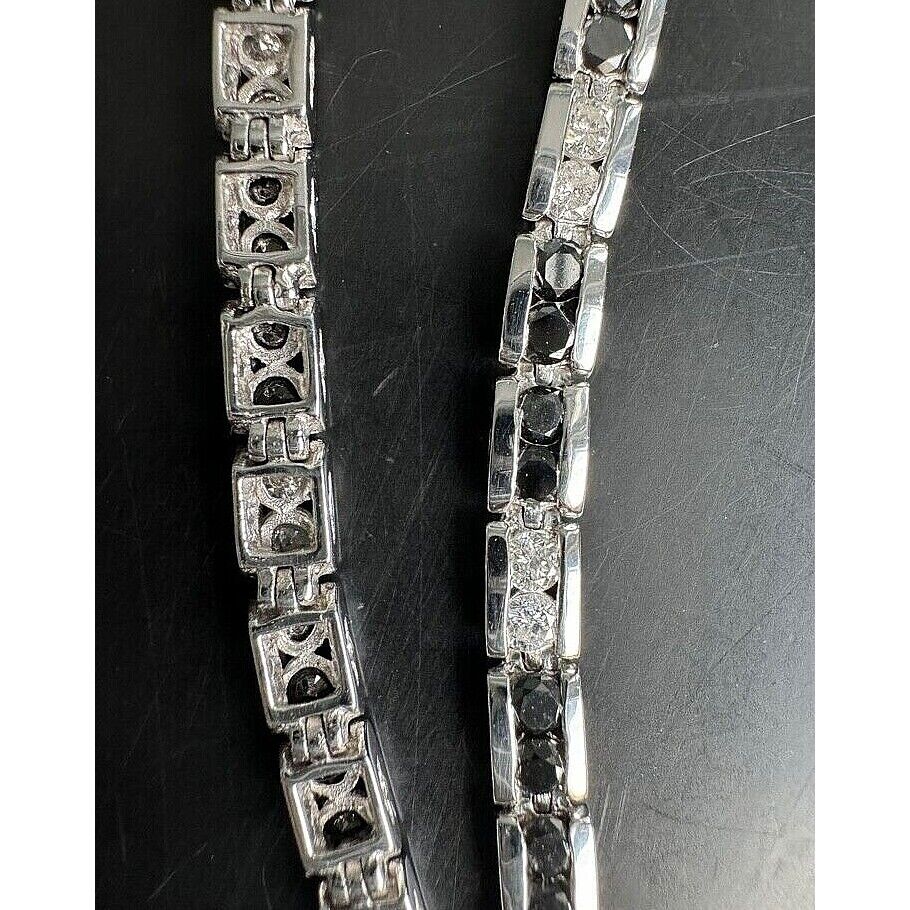 14K WHITE GOLD CLEAR AND BLACK DIAMONDS TENNIS BRACELET SKY