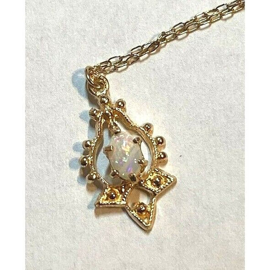 14K YELLOW GOLD AND OPAL PENDANT NECKLACE SKY