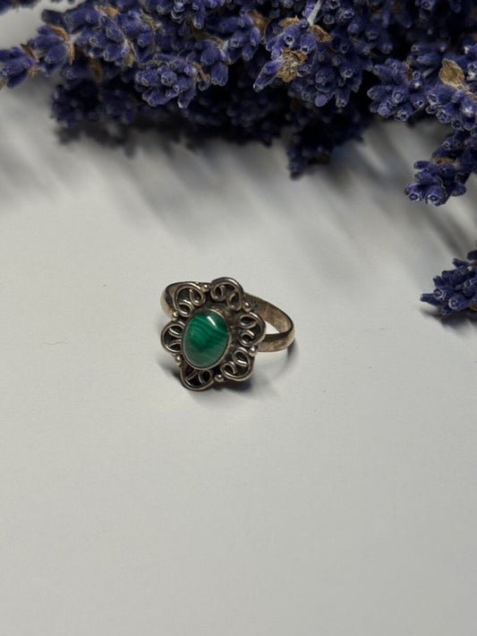 925 STERLING SILVER MALACHITE RING SIZE 6.5