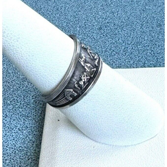 925 STERLING SILVER PASTORAL GANRE CIGAR BAND ADJUSTABLE RING SKY