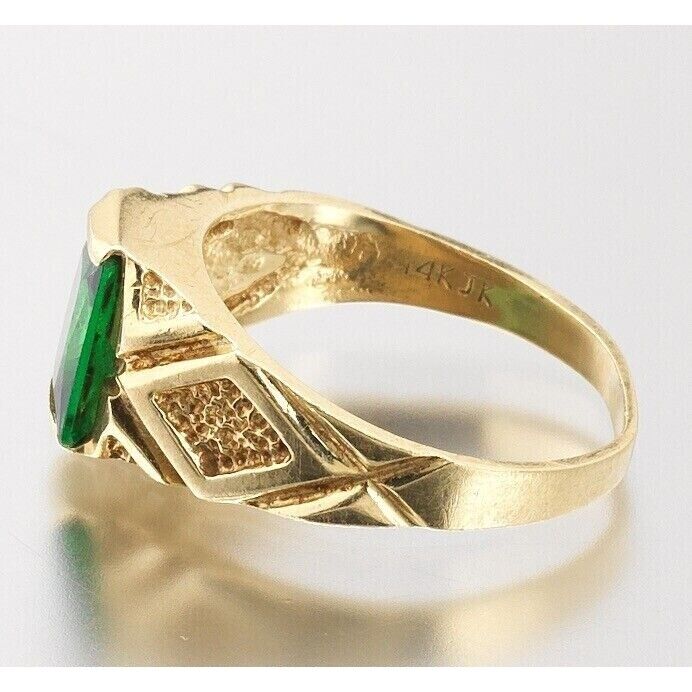 14K YELLOW GOLD LAB-CREATED EMERALD RING SIZE 6 SKY