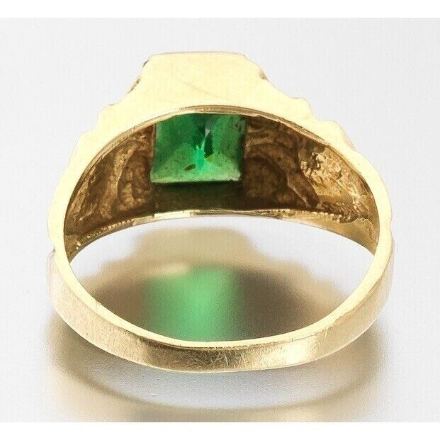 14K YELLOW GOLD LAB-CREATED EMERALD RING SIZE 6 SKY