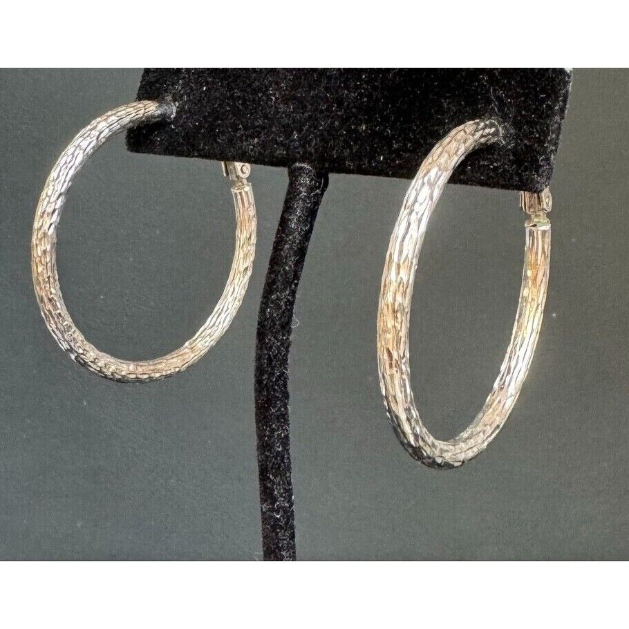 JCM 925 STERLING SILVER BRIGHT CUT HOOP EARRINGS SKY