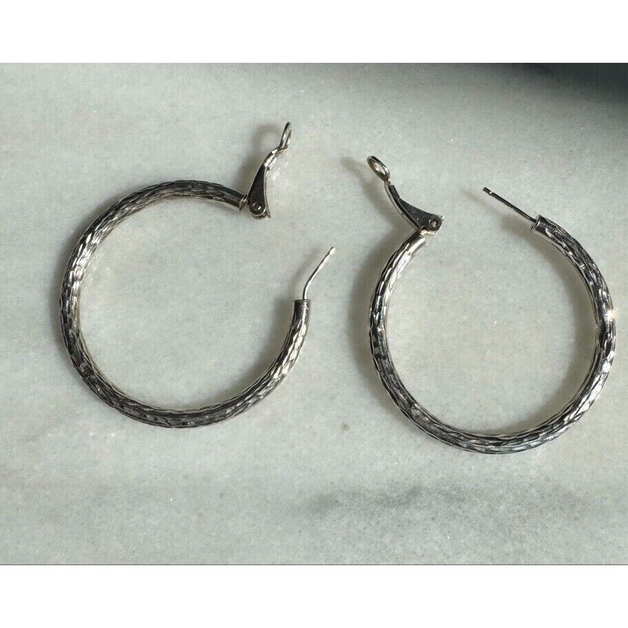 JCM 925 STERLING SILVER BRIGHT CUT HOOP EARRINGS SKY