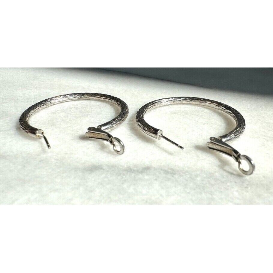 JCM 925 STERLING SILVER BRIGHT CUT HOOP EARRINGS SKY