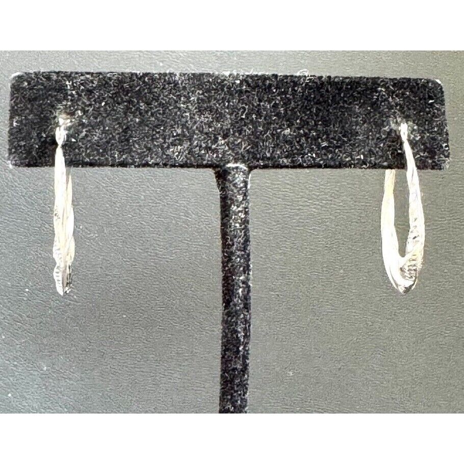 JCM 14K WHITE GOLD BRIGHT CUT HOOP EARRINGS SKY