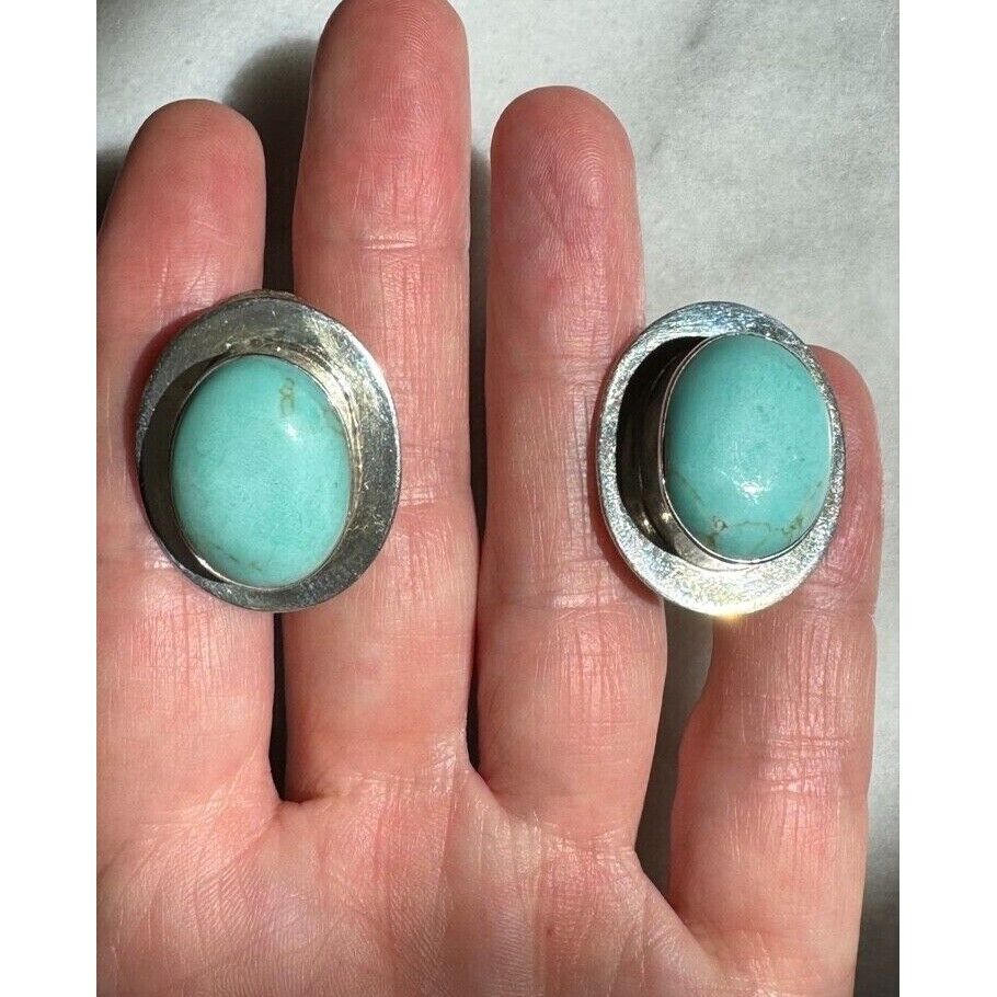 TAXCO 925 STERLING SILVER AND LARIMAR EARRINGS SKY