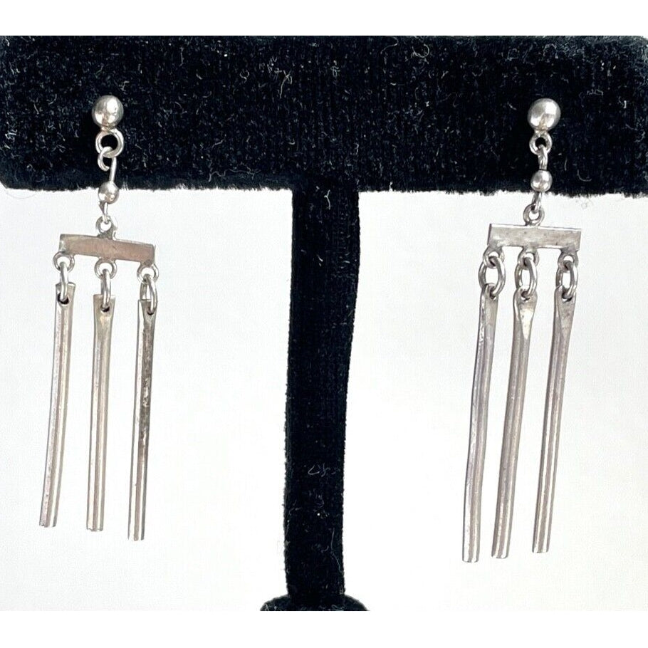 925 STERLING SILVER  TUBULAR BARS CHANDELIER EARRINGS SKY