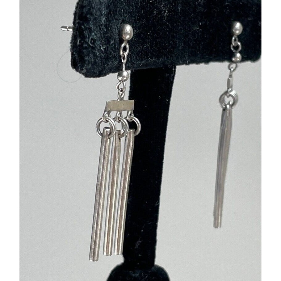 925 STERLING SILVER  TUBULAR BARS CHANDELIER EARRINGS SKY