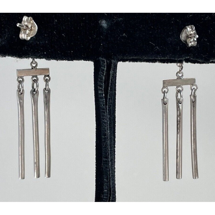 925 STERLING SILVER  TUBULAR BARS CHANDELIER EARRINGS SKY