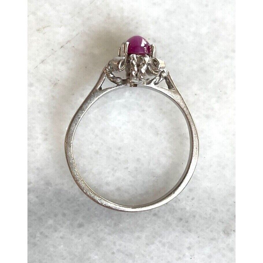 WHITE GOLD STAR RED SPINEL RING SIZE 5 SKY