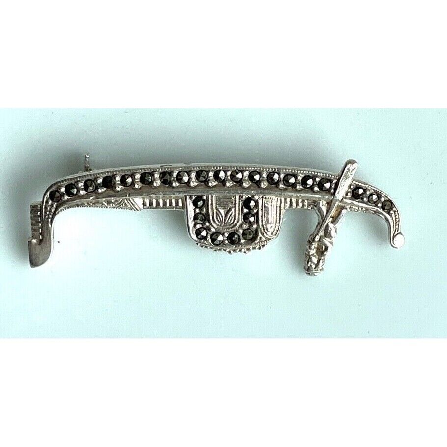 925 STERLING SILVER AND MARCASITES GONDOLA BROOCH SKY