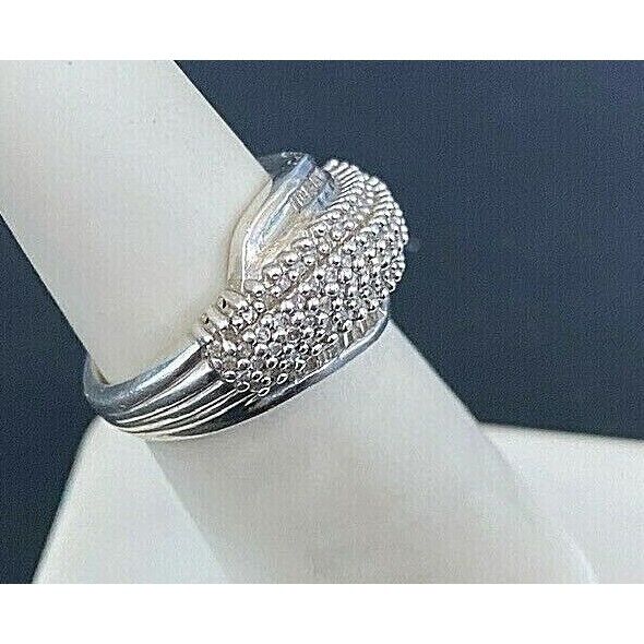 925 STERLING SILVER & 0.5 CARAT DIAMOND WAVY BAND RING SIZE 5.5 SKY