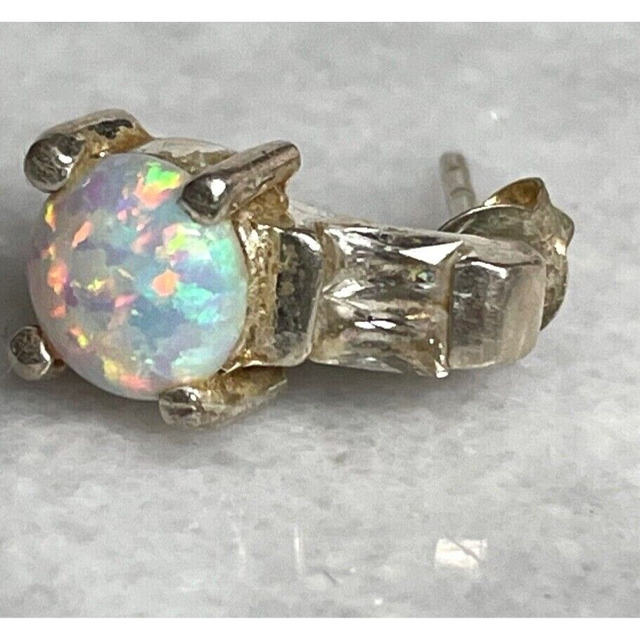 925 STERLING  SILVER FAUX OPAL & CZ EARRINGS SKY