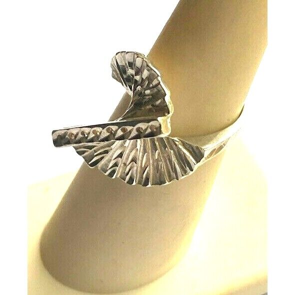 925 STERLING SILVER SPIRAL FAN RING SIZE 5.75 SKY