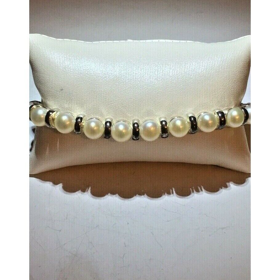 CLASSY 925 STERLING SILVER & PEARL BRACELET. NEW SKY