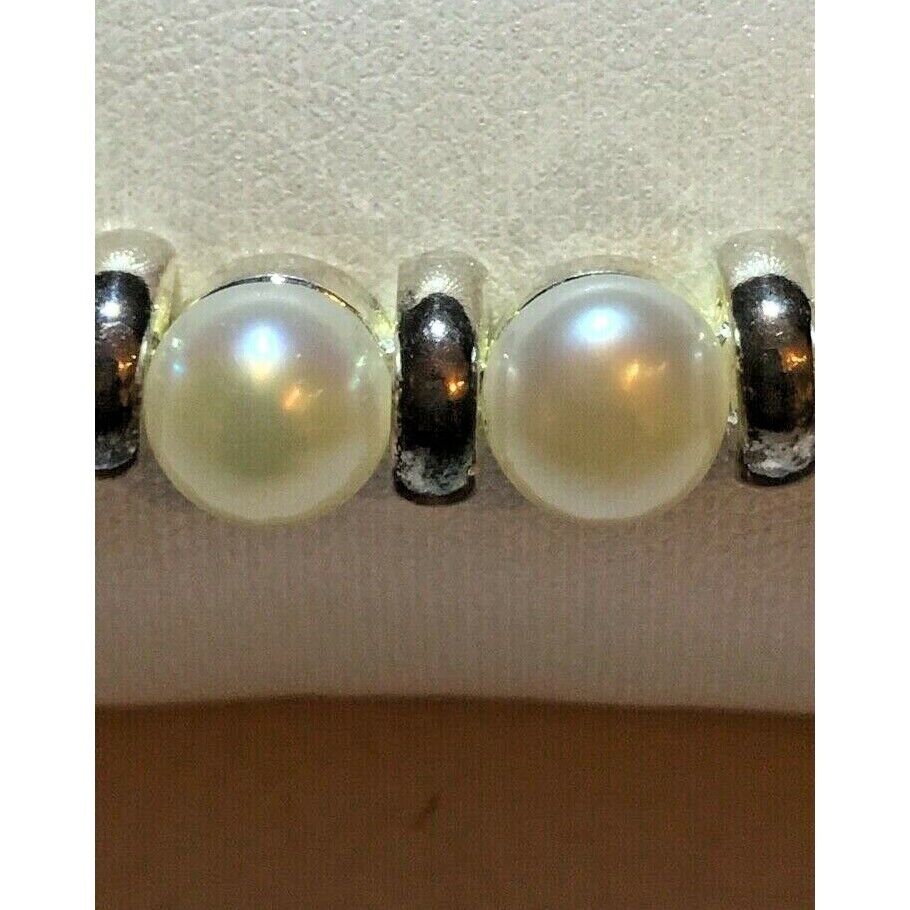 CLASSY 925 STERLING SILVER & PEARL BRACELET. NEW SKY