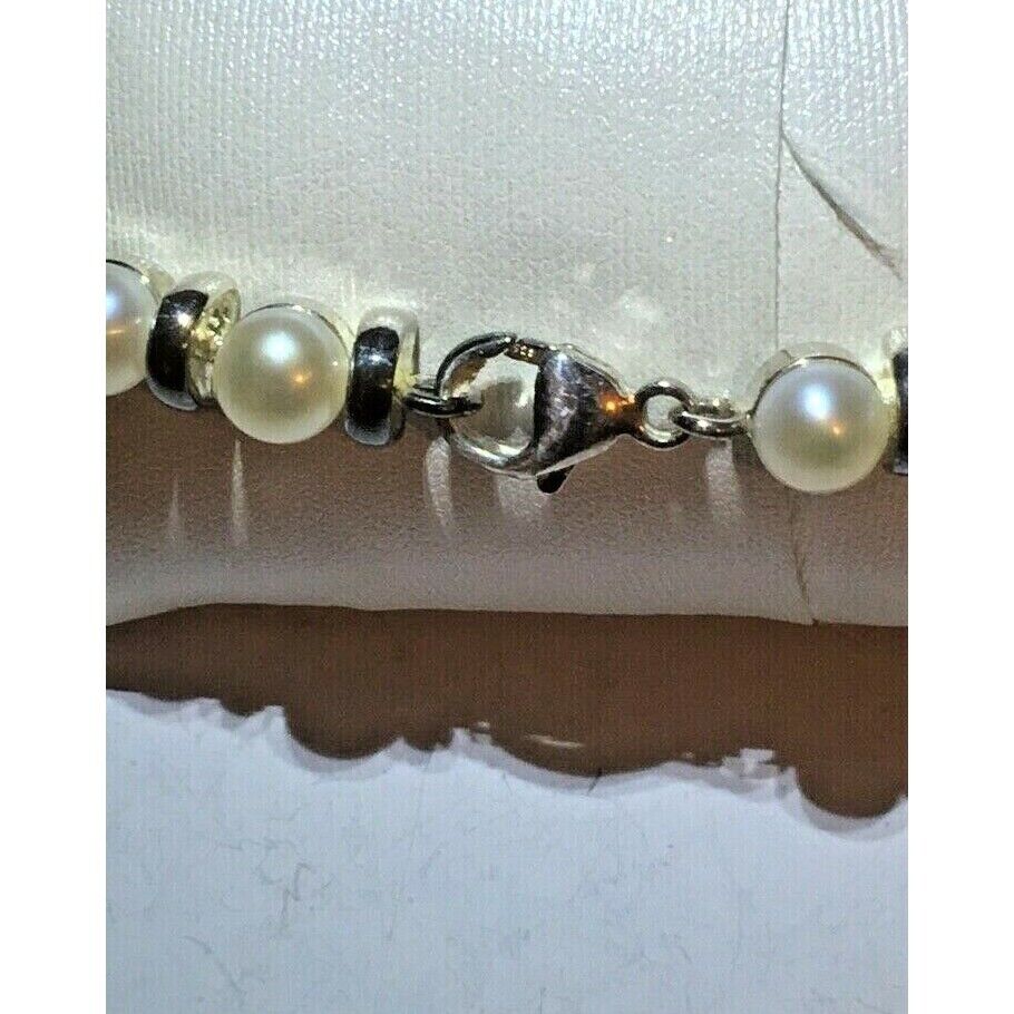 CLASSY 925 STERLING SILVER & PEARL BRACELET. NEW SKY