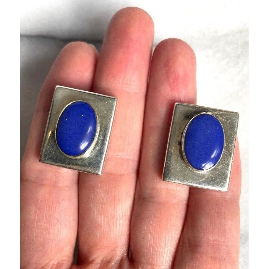 925 STERLING  SILVER LAPIS LAZULI EARRINGS SKY