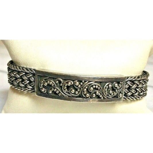 LOIS HILL 925 STERLING SILVER WOVEN DESIGN TOGGLE BRACELET SKY