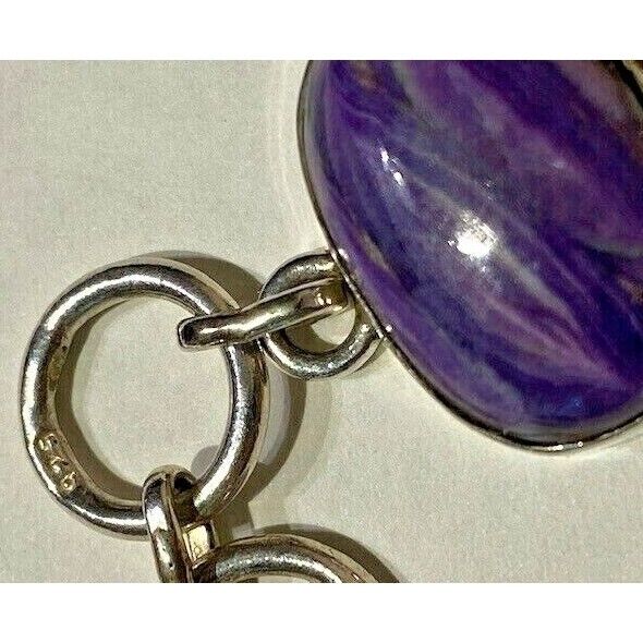 925 STERLING SILVER AMETHYST AND CHAROITE BRACELET SKY