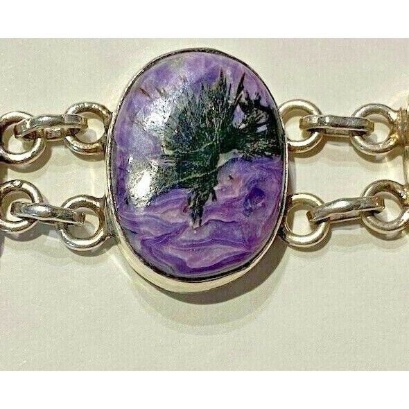 925 STERLING SILVER AMETHYST AND CHAROITE BRACELET SKY