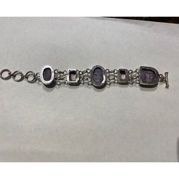 925 STERLING SILVER AMETHYST AND CHAROITE BRACELET SKY