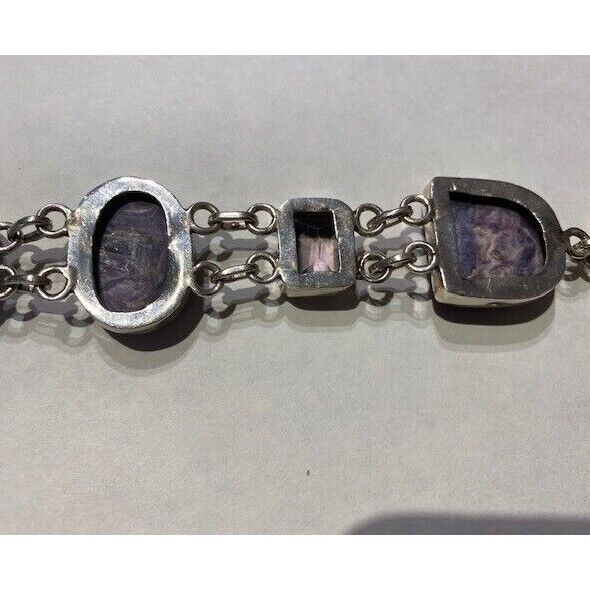 925 STERLING SILVER AMETHYST AND CHAROITE BRACELET SKY