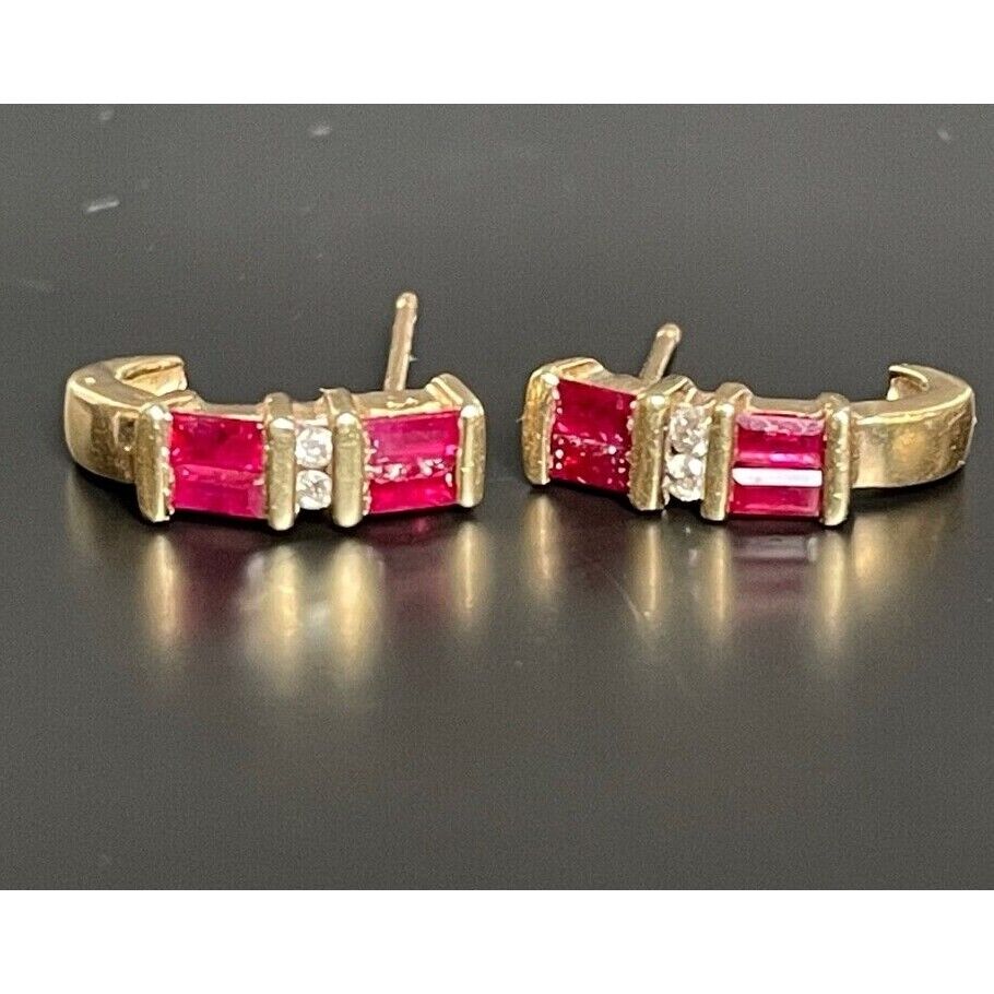 CUTE YELLOW GOLD PINK TOPAZ & DIAMOND EARRINGS SKY