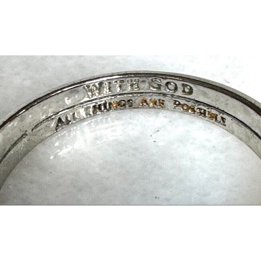 MEN'S 925 STERLING SILVER ''WITH GOD ALL THINGS POSSIBLE'' BAND RING SIZE SKY