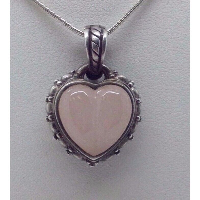 JUDITH RIPKA STERLING SILVER ROSE QUARTZ OR JADE HEART PENDANT & SNAKE SKY