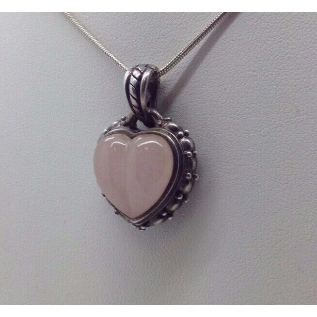 JUDITH RIPKA STERLING SILVER ROSE QUARTZ OR JADE HEART PENDANT & SNAKE SKY