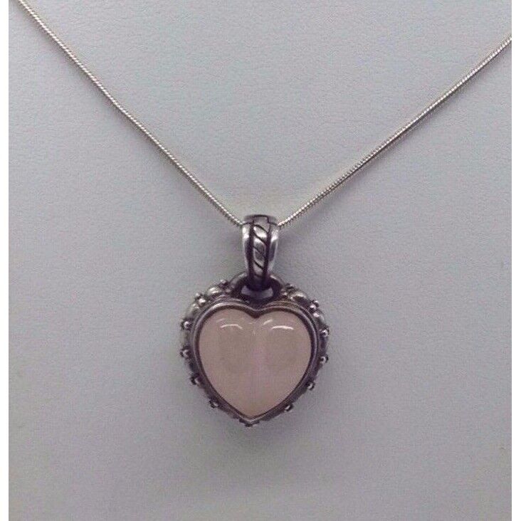 JUDITH RIPKA STERLING SILVER ROSE QUARTZ OR JADE HEART PENDANT & SNAKE SKY