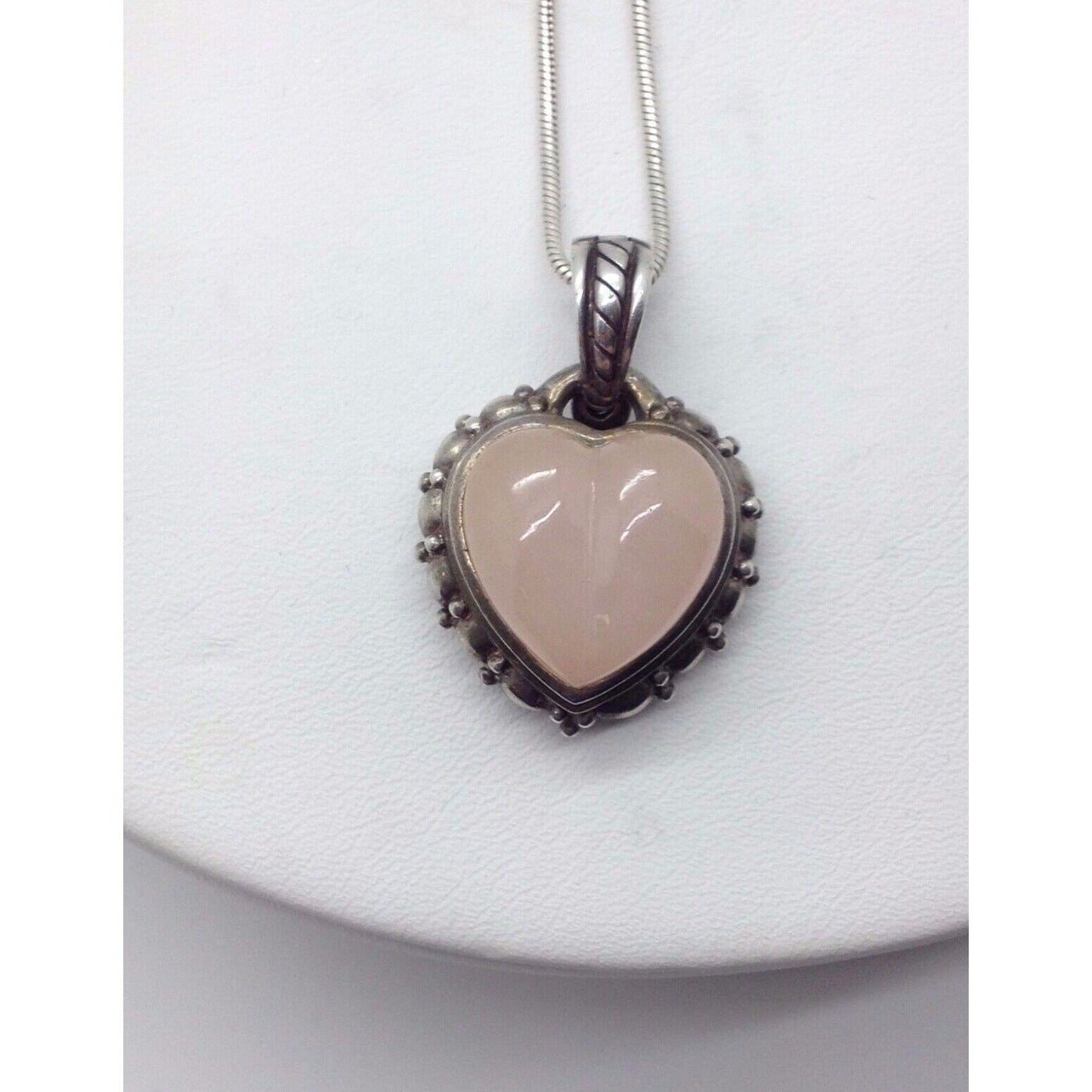 JUDITH RIPKA STERLING SILVER ROSE QUARTZ OR JADE HEART PENDANT & SNAKE SKY