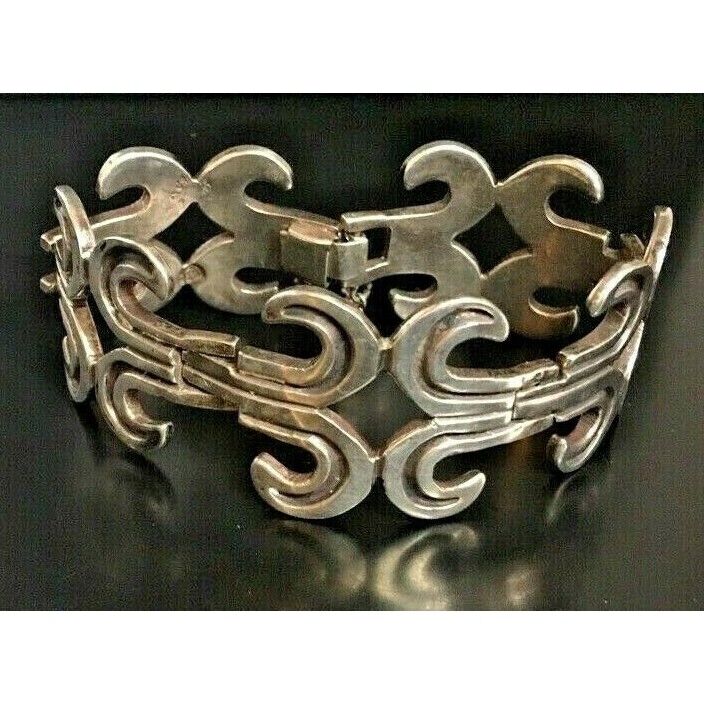 J.N. JACOPO TAXCO BRUTALIST HAND MADE 925 STERLING SILVER BRACELET, 64.9 SKY