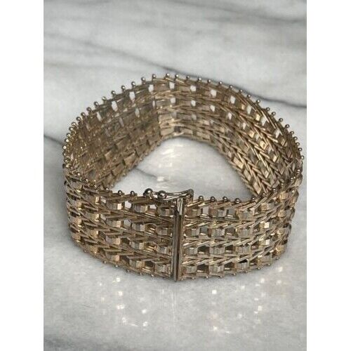 MILOR ITALY 925 STERLING SILVER  PIERCED GEOMETRIC DESIGN  BRACELET SKY