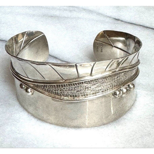 MODERNIST CARRIE GROVES ABSTRACT DESIGN 925 STERLING SILVER  BRACELET SKY