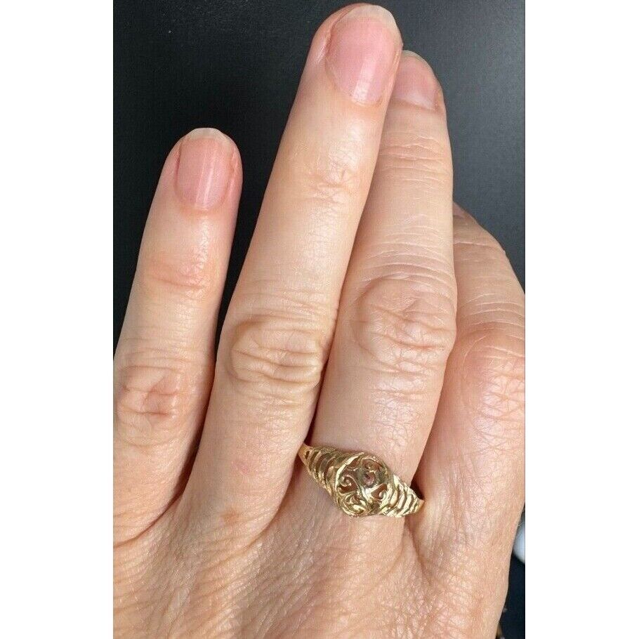 YELLOW GOLD SCROLLS FACE RING SIZE 9.75 SKY