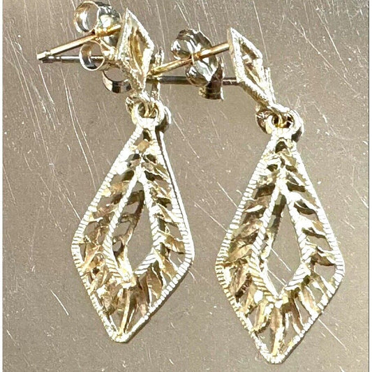 YELLOW GOLD GEOMETRIC DESIGN PIERCED EARRINGS SKY