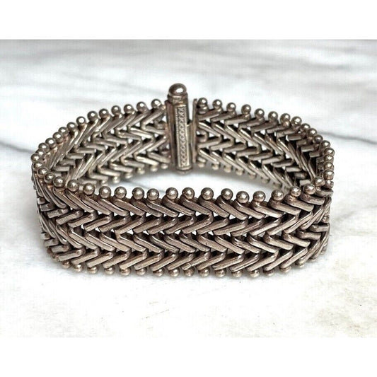 MASSIVE VINTAGE 800 SILVER UNISEX WRAP BRACELET SKY